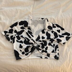 Black and White Cow Print Women's Top